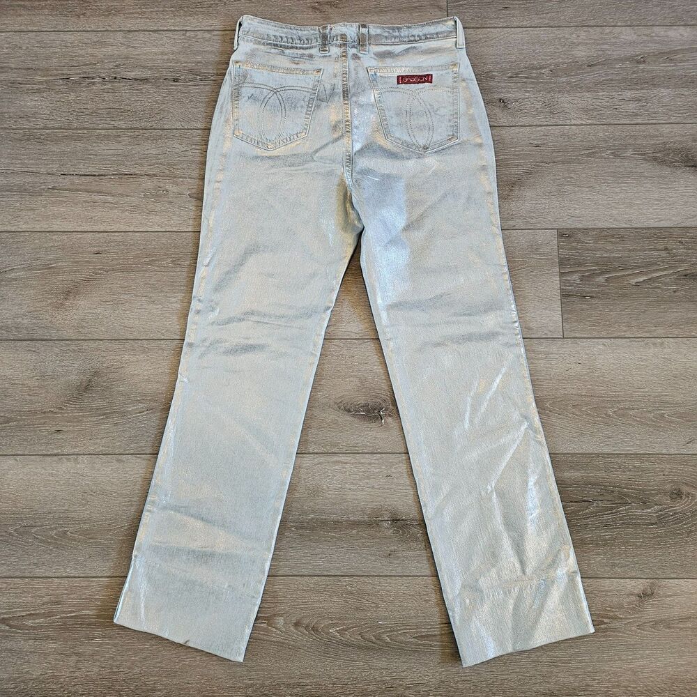 Johnny Was x Sasson Sancere Waxed Metallic Jeans Womens Size 28 Straight Y2k NWT - Picture 9 of 10